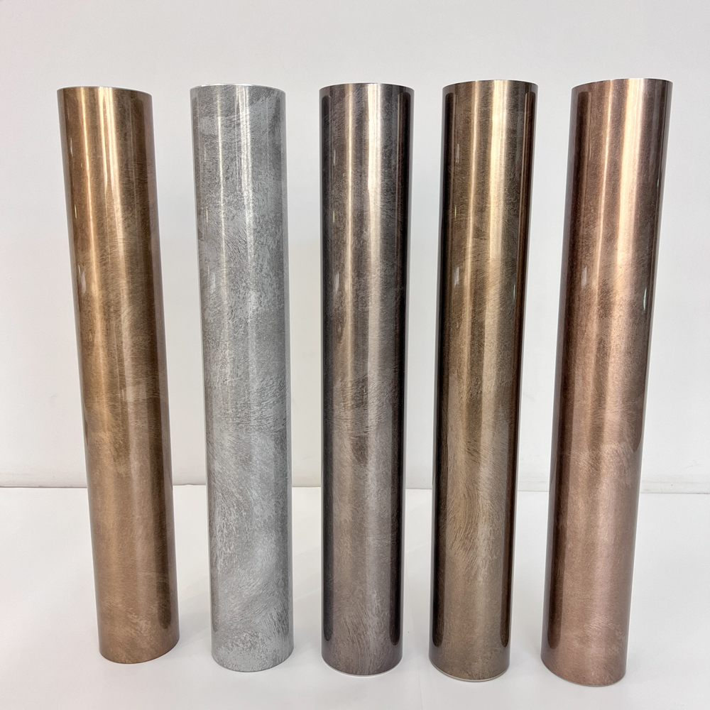 Heat transfer film imitating metal etching patterns